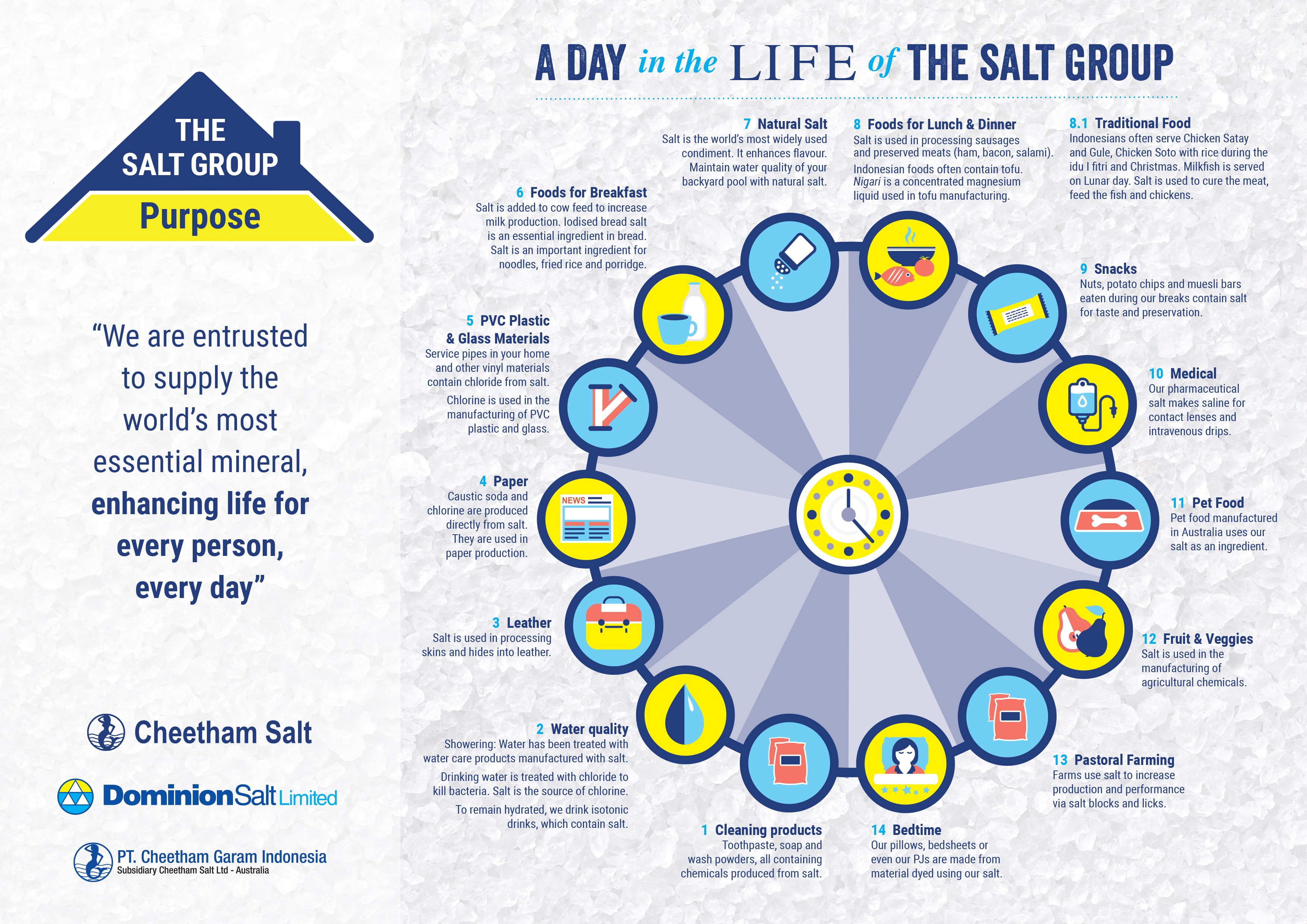 The Salt Group infographic which details how salt is used in our daily life.